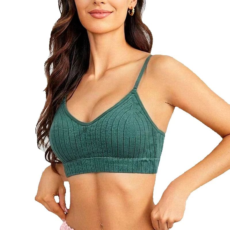 Bralette Wireless Soft - Bralette de punto acanalado para mujer,