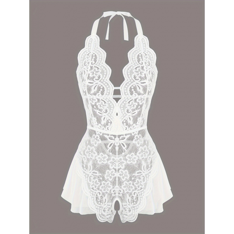 Lace Teddy Lingerie - Encantador Body de Encaje con Malla,